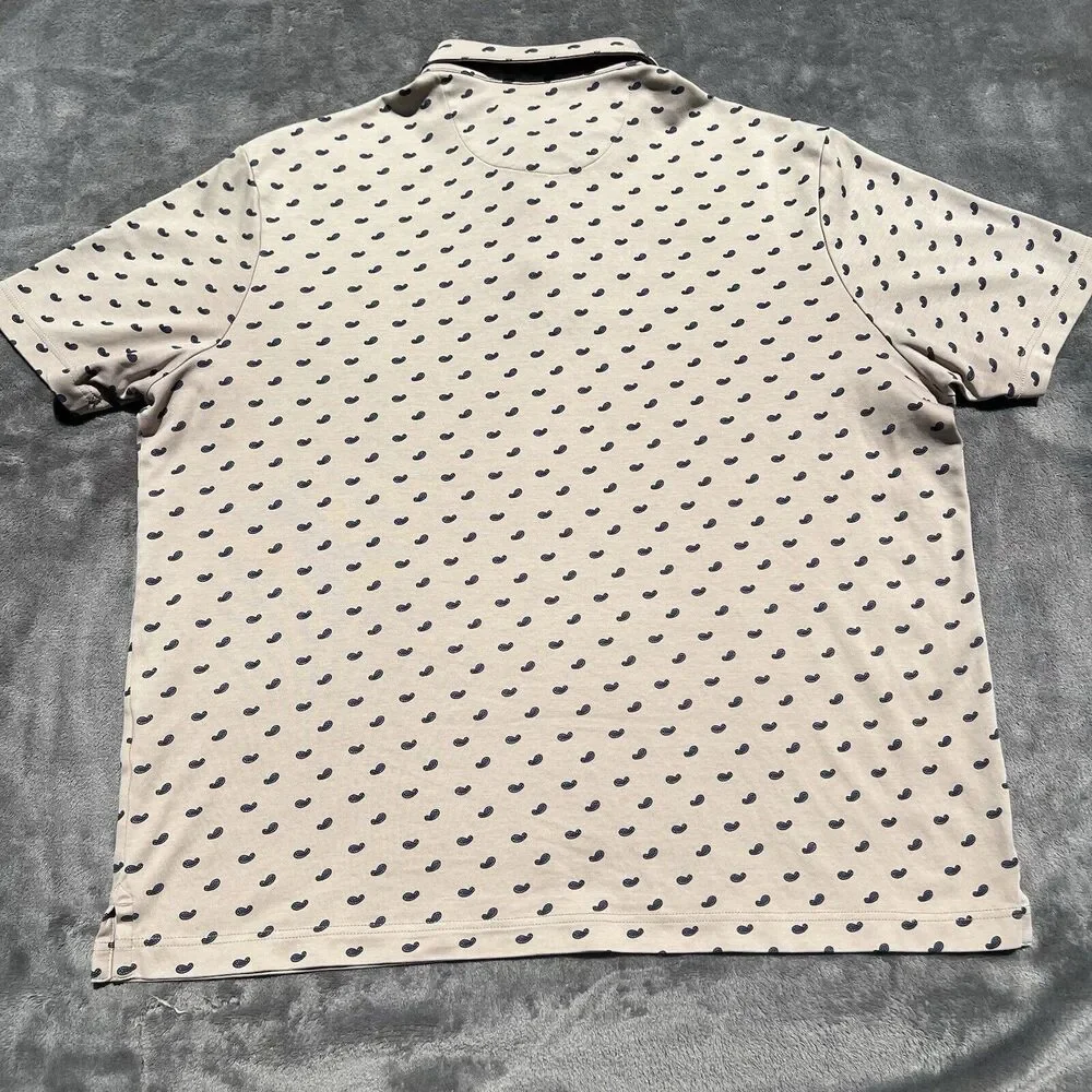 Cremieux Classics Mens Polo Shirt Size‎ L Khaki Geo Print